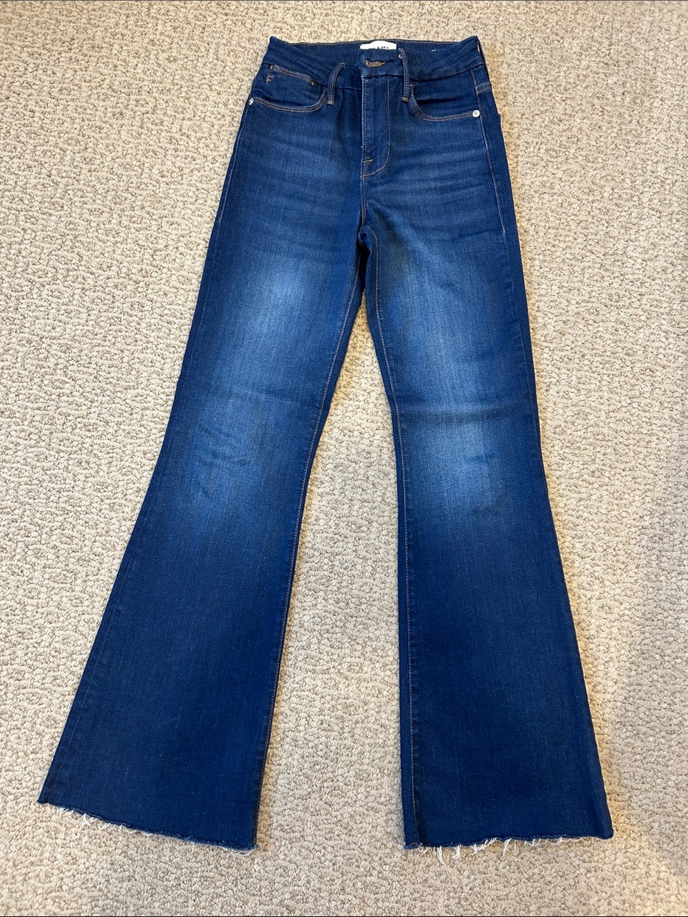 Frame Denim Dark Blue High-Rise Flare Jeans